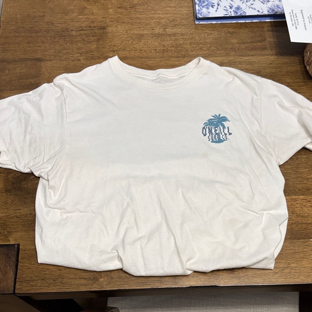 O'Neill White Short Sleeve Tee with Blue Logo